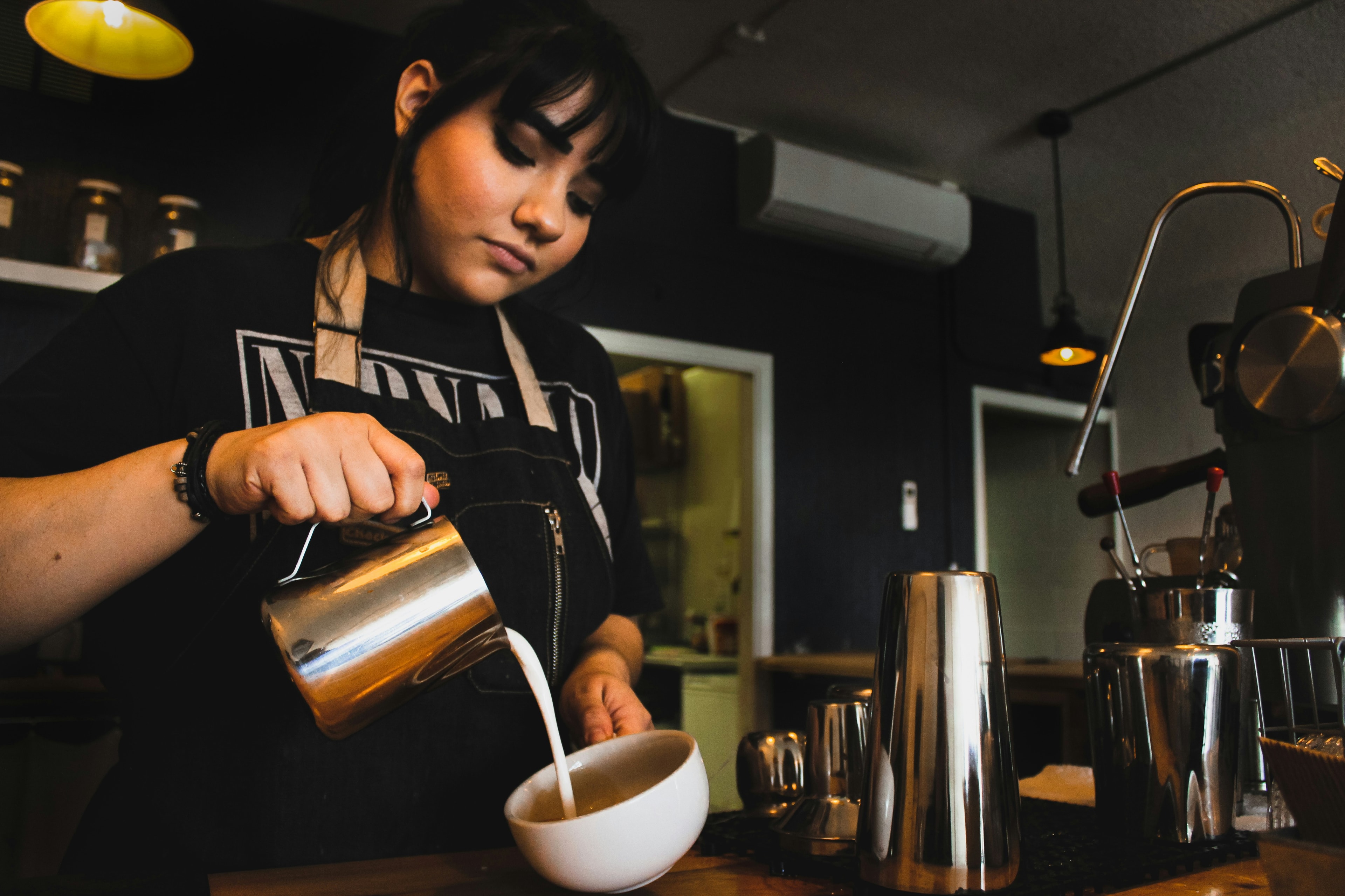 Barista preparing coffee