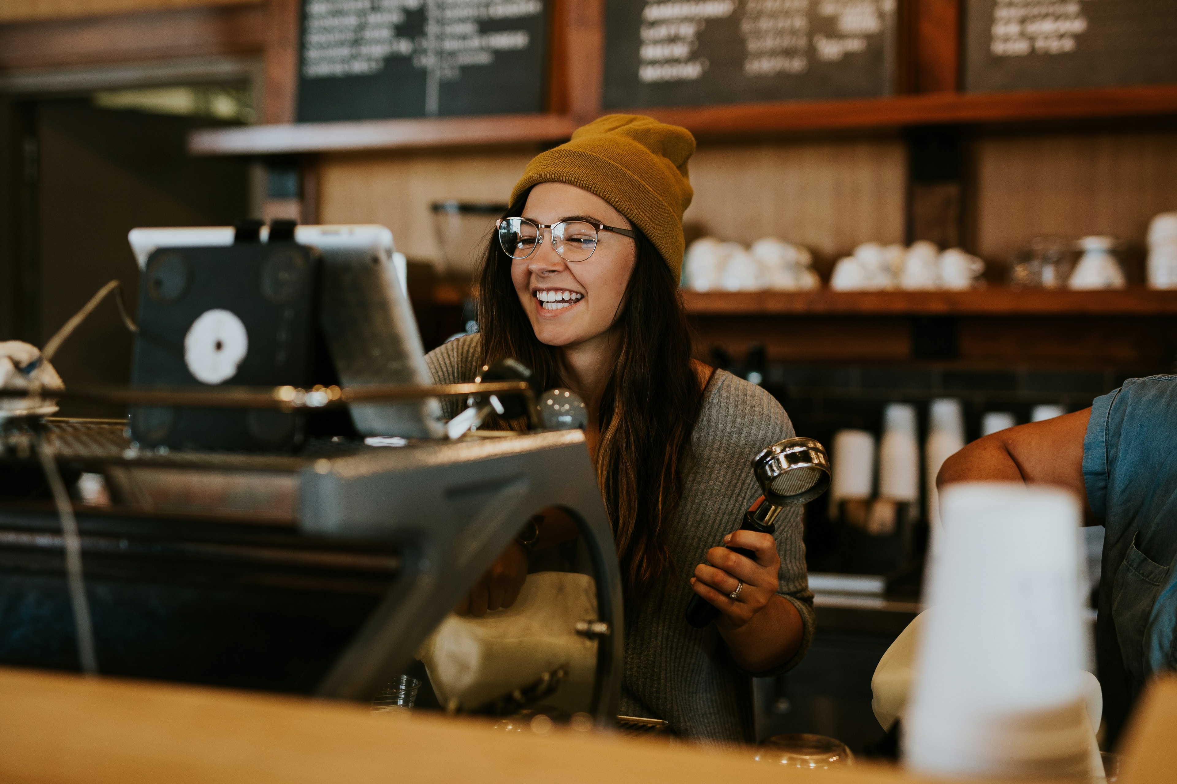 Coffee shop business owner at work